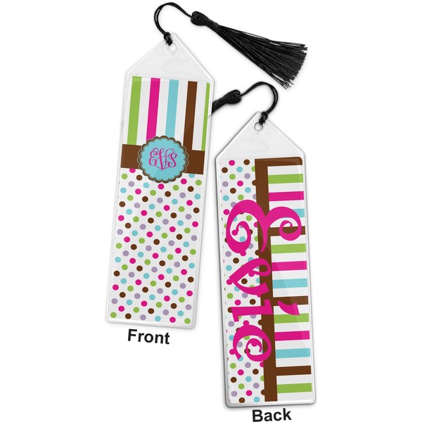 Stripes & Dots Bookmark with tassel - Front and Back