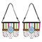Stripes & Dots Bucket Bags w/ Genuine Leather Trim - Double - Front and Back