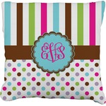 Stripes & Dots Faux-Linen Throw Pillow 16" (Personalized)