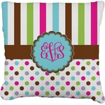 Stripes & Dots Faux-Linen Throw Pillow 18" (Personalized)