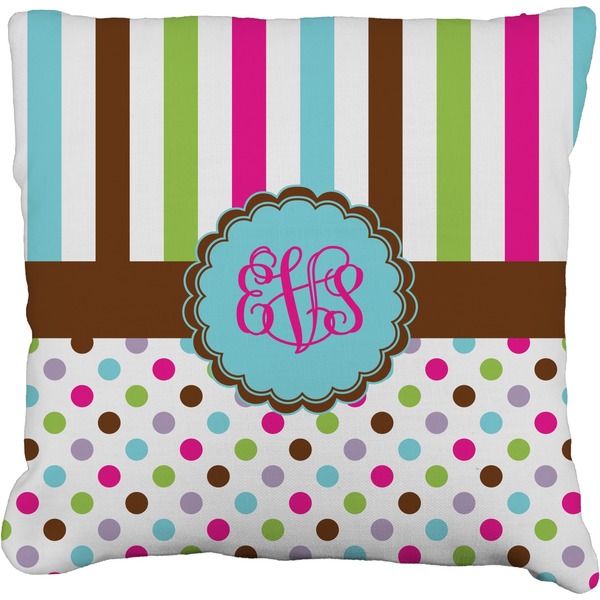 Custom Stripes & Dots Faux-Linen Throw Pillow 26" (Personalized)