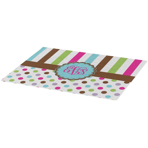 Stripes & Dots Burlap Placemat (Angle View)