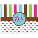 Stripes & Dots Woven Fabric Placemat - Twill w/ Monogram