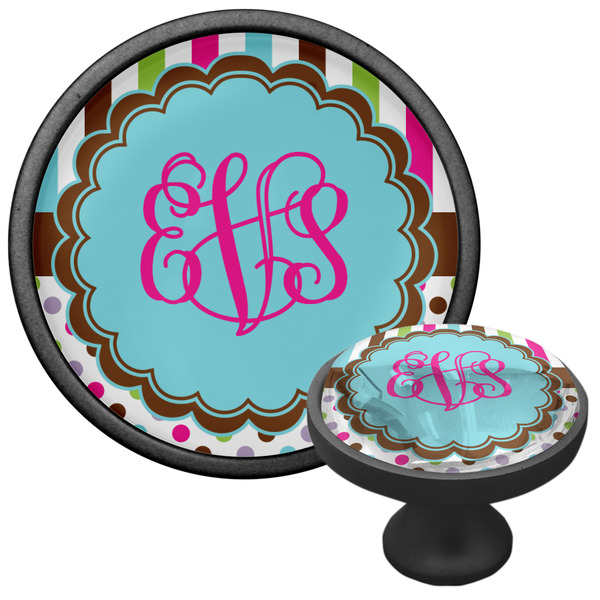 Stripes & Dots Cabinet Knob - Black - Multi Angle
