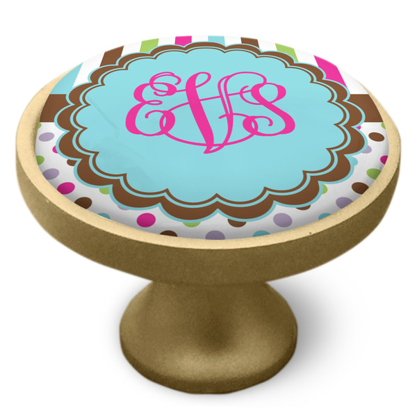 Stripes & Dots Cabinet Knob - Gold - Side