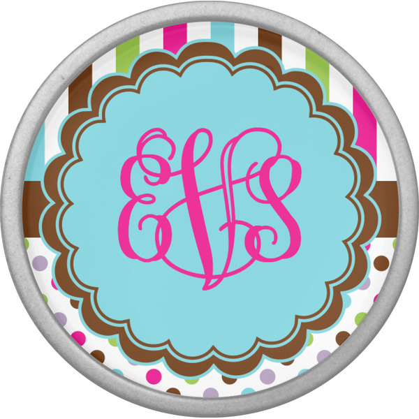 Stripes & Dots Cabinet Knob - Nickel - Front