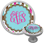 Stripes & Dots Cabinet Knob (Silver) (Personalized)