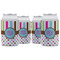 Stripes & Dots Can Cooler (12 oz) - Set of 4 w/ Monogram