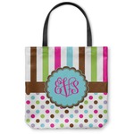 Stripes & Dots Canvas Tote Bag - Large - 18"x18" (Personalized)