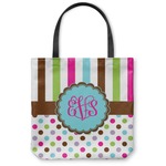 Stripes & Dots Canvas Tote Bag - Small - 13"x13" (Personalized)