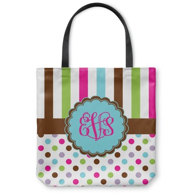 Stripes & Dots Canvas Tote Bag (Personalized)