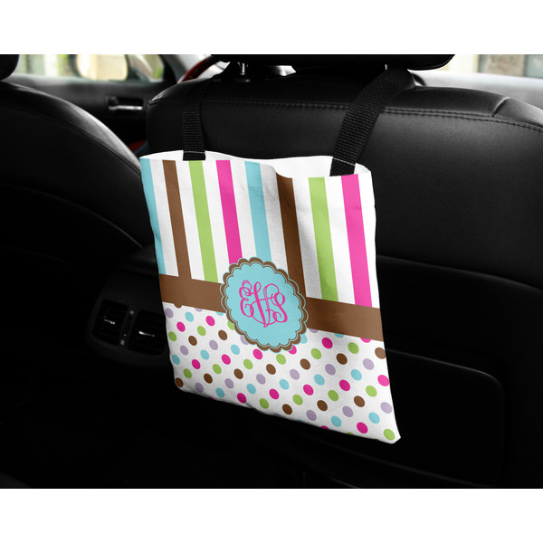 Stripes & Dots Car Bag - In Use