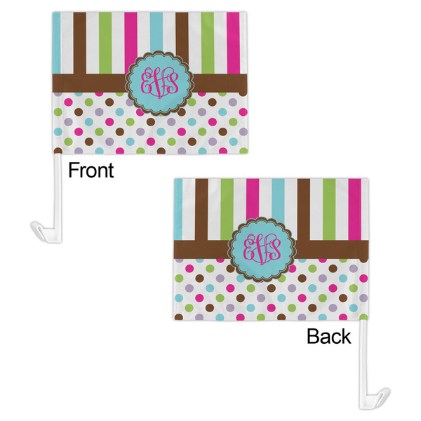 Stripes & Dots Car Flag - 11" x 8" - Front & Back View