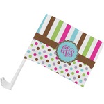 Stripes & Dots Car Flag - Small w/ Monogram