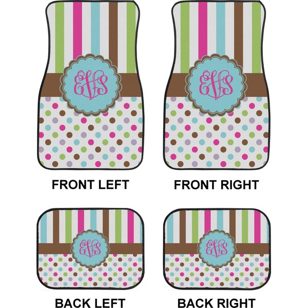 Stripes & Dots Car Floor Mats Set (2F + 2B)