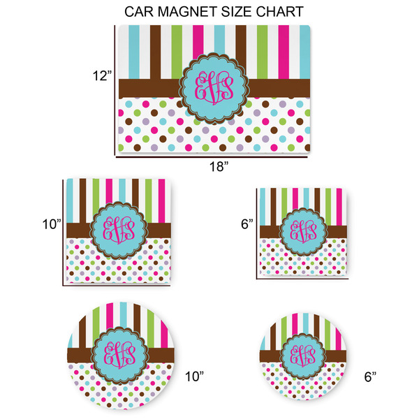Stripes & Dots Car Magnets - SIZE CHART