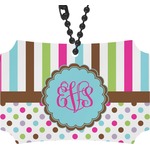 Stripes & Dots Rear View Mirror Ornament (Personalized)
