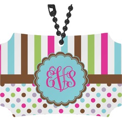 Stripes & Dots Rear View Mirror Ornament (Personalized)