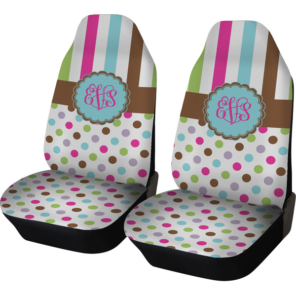 Custom Stripes & Dots Car Seat Covers (Set of Two) (Personalized)