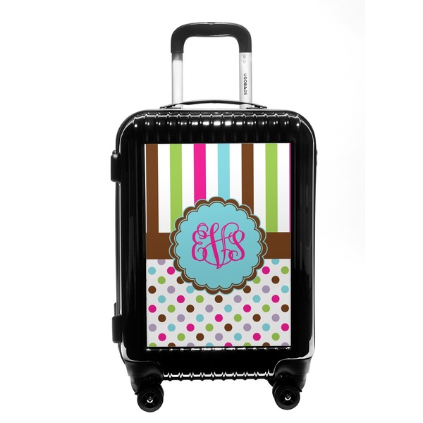 Custom Stripes & Dots Carry On Hard Shell Suitcase (Personalized)
