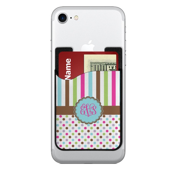 Custom Stripes & Dots 2-in-1 Cell Phone Credit Card Holder & Screen Cleaner (Personalized)