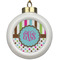 Stripes & Dots Ceramic Ball Ornament (Personalized)