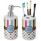 Stripes & Dots Ceramic Bathroom Accessories Set (Personalized)