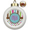 Stripes & Dots Ceramic Ball Ornaments - Poinsettia Garland (Personalized)