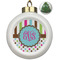 Stripes & Dots Ceramic Ball Ornament - Christmas Tree (Personalized)