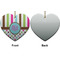 Stripes & Dots Ceramic Flat Ornament - Heart Front & Back (APPROVAL)