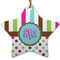 Stripes & Dots Star Ceramic Ornament w/ Monogram