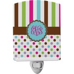 Stripes & Dots Ceramic Night Light (Personalized)