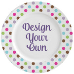Stripes & Dots Ceramic Dinner Plates (Set of 4) (Personalized)