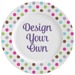 Stripes & Dots Ceramic Dinner Plates (Set of 4) (Personalized)