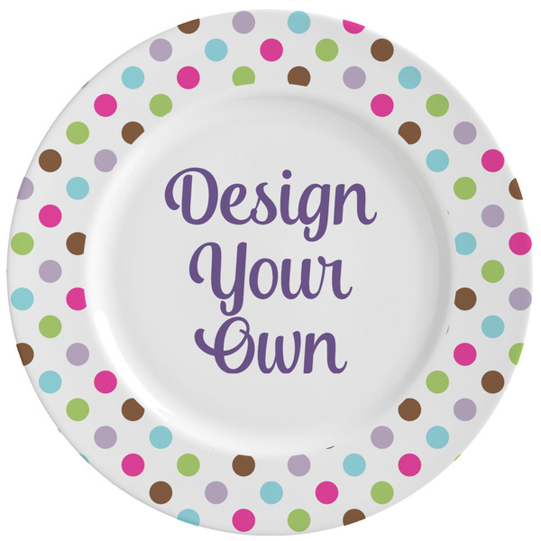 Custom Stripes & Dots Ceramic Dinner Plates (Set of 4) (Personalized)
