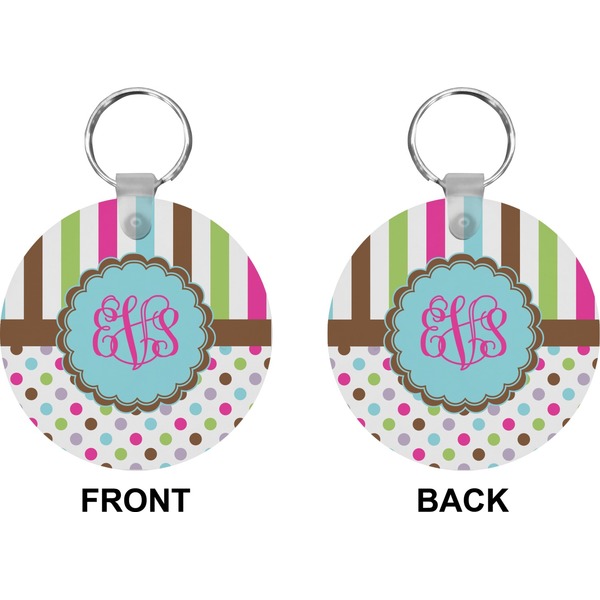 Stripes & Dots Circle Keychain (Front + Back)