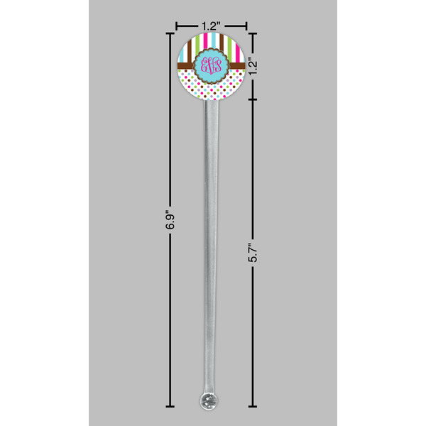 Stripes & Dots Clear Plastic 7" Stir Stick - Round - Dimensions