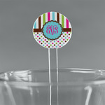 Stripes & Dots 5.5" Round Plastic Stir Sticks - Clear (Personalized)