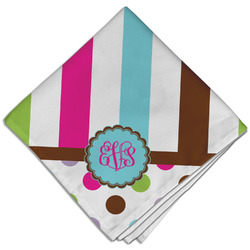 Stripes & Dots Cloth Dinner Napkin - Single w/ Monogram