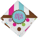 Stripes & Dots Cloth Cocktail Napkin - Single w/ Monogram