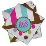 Stripes & Dots Cloth Cocktail Napkins - Set of 4 w/ Monogram
