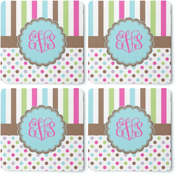 Stripes & Dots Coaster Rubber Back - Apvl