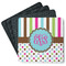 Stripes & Dots Square Rubber Backed Coasters - Set of 4 (Personalized)