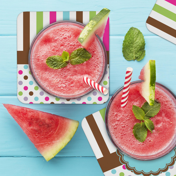 Stripes & Dots Coaster Set - LIFESTYLE