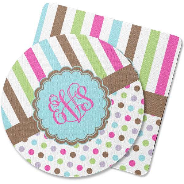 Custom Stripes & Dots Rubber Backed Coaster (Personalized)