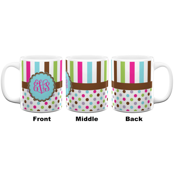 Stripes & Dots Coffee Mug - 11 oz - White APPROVAL
