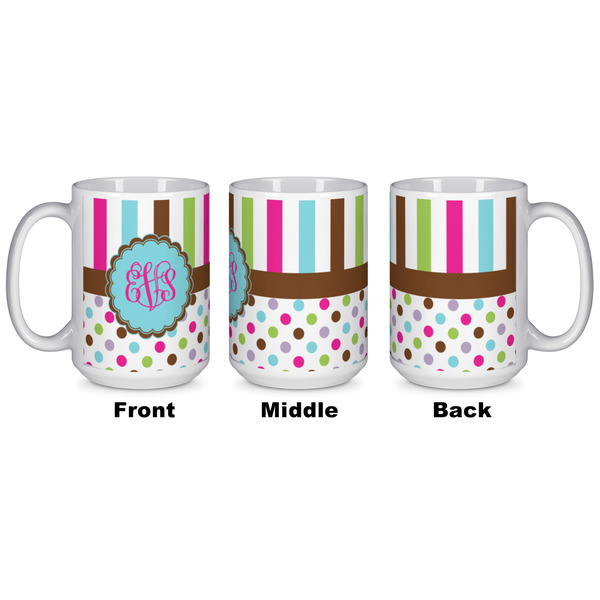 Stripes & Dots Coffee Mug - 15 oz - White APPROVAL