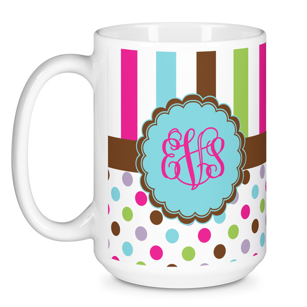 Stripes & Dots Coffee Mug - 15 oz - White