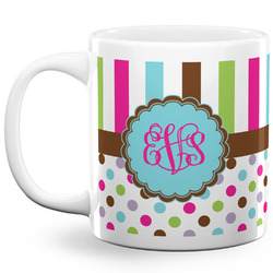 Stripes & Dots 20 Oz Coffee Mug - White (Personalized)