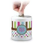 Stripes & Dots Coin Bank (Personalized)